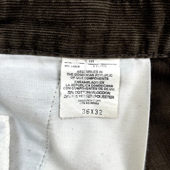 Vintage Towncraft Corduroy Pants Mens 36x32 Brown Chino Pleated Straight Leg 90s - Picture 7 of 13